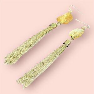 Citrine Gold Dangle‎ Earrings